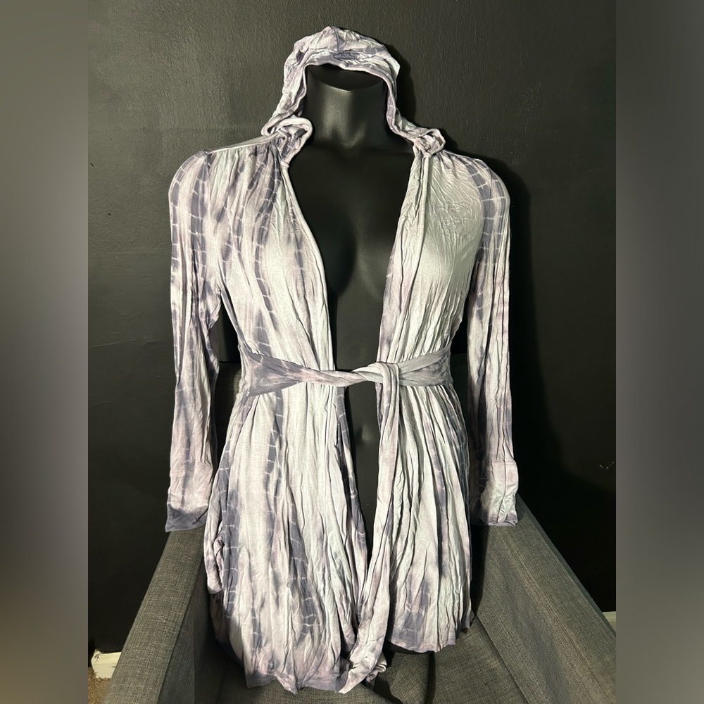 Women's Purple Hooded Cardigan Robe Maternity Medium